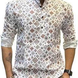 Cotton Men's Printed Kurta | Shirt Type Kurta | Full Sleeve | Casual Wear | Mandarin Neck | Men's Kurta | Classic Design, Premium Comfort for Events, Festivals & Work wear-image-89