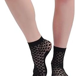 Women's Ultra-Thin Transparent Fish Net Styled Elastic Short Ankle Socks_Black-0