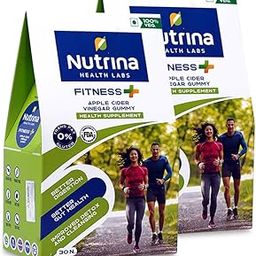 Nutrina Health Labs Fitness Plus Apple Cider Vinegar Gummies for Men and Women | Helps in Detox, Improves Digestion, Boosts Skin Health | Gelatin & Gluten Free | 60 Gummies (Pack of 2)-80