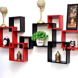 Dime Store Wall Decor Wall Shelves for Living Room, Bedroom, Home Decoration, Room Decoration (Black and Red)-image-37