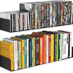 CONCEPT & SOLUTIONS Wall Mount Metal U Shape Shelf Book CD DVD Storage Display Bookcase Black Set of 2-picture-22