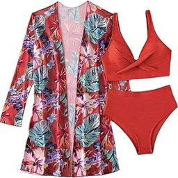 PolySpandex Red Bikini with a Shrug | Red Bikini Set | Padded (Removable Pads) | Swimming Costume for Women | Swimwear | Sizes: S to XL-picture-24