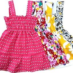 Baby Girl's Fancy Printed Jhabla Knee-Length Frock 100% Cotton (4 pcs Set)-image-93