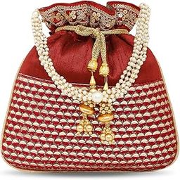 Potli Bags for Women Evening Bag Clutch Ethnic Bride Purse with Drawstring-26