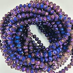 Generic: 6mm Purple Rondelle Crystal Glass Beads, Pack of 255 (16 inches Approx 85-90 Beads in Each Strand)-29
