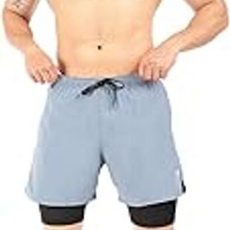Men’s 2 in 1 Running Shorts 5" Quick Dry Gym Athletic Workout Shorts for Men-image-9