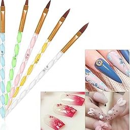 NAILWIND Acrylic Nail Brush Set for Acrylic Powder, Poly Extension Gel Brush, Nail Art Tips Builder Brush, for Acrylic Application UV Gel Brushe with Glitter Handle For Nail Art, (SET - B)-image-9