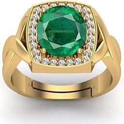 9.00 Ratti Certified Natural Emerald Panna Panchdhatu Adjustable Rashi Ratan Gold Plating Ring for Astrological Purpose Men & Women by Lab Certifeid-11