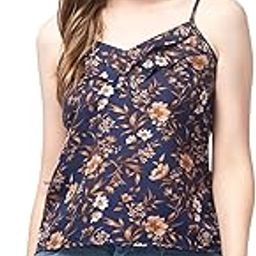 Floral Print V-Neck Camisole Top, Sleeveless Spaghetti Strap, Layered Design-image-41