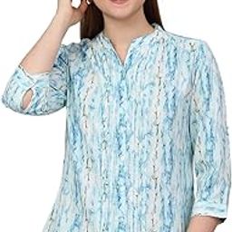 Women Printed Mandarin Collar 3/4th Sleeves Casual Tunic I Casual Tunic for Women (P_LTNC00094)-picture-55