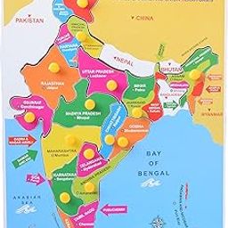 EL FIGO Map of India Wooden Puzzle (15 Pieces) for Kids Age 3 & Above-image-27