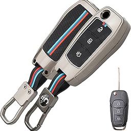 SHOPOFLUX Metal Key Cover Compatible for Ford Endeavour | Figo | Aspire | Freestyle 3 Button Flip Key - Black-image-60