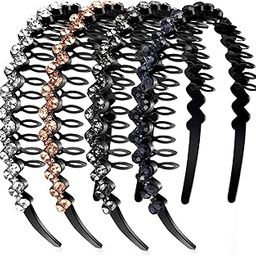 4 Pieces Wave Rhinestone Headbands Teeth Comb Headbands Comb Crystal Hair Hoop for Women Girls-picture-13