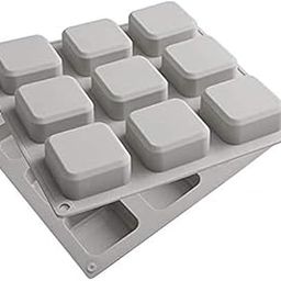 First Try Soap Molds 9 Cavities Square Soap Mold DIY Handmade Silicone Baking Mold Cake Pan for Soap Making, Ice Making, Pdding, Muffin, Loaf, Brownie, Cornbread and More - 1 Pcs Gray-3