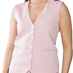 Solid Waist Coat Formal Wear For Women, Polynosic Fabric (Pink)-picture-43