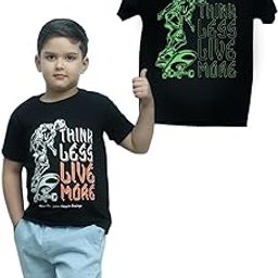JVD - Kids Glow in Dark Skateboarding Cotton T-Shirt in Black Color | Think Less Live More Design-image-40