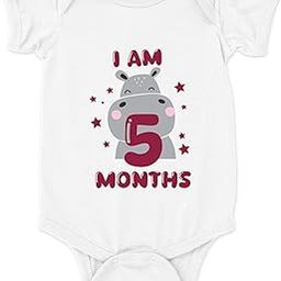 Cotton 5 Month Birthday Print Romper Newborn White Baby Romper for baby girl & baby boy-image-79
