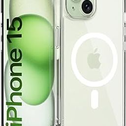 Amazon Brand - Solimo Back Case Cover for iPhone 15 Compatible with MagSafe | Sleek Hard Crystal Clear Back | Shockproof Mobile Case for iPhone 15 (PC & TPU, Transparent)-18
