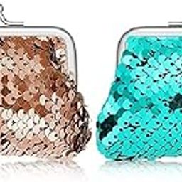 ANESHA Sequin Sippi Kiss Lock Wallet Women Buckle Coin Purse Clasp Pouch Pack of 2 (9 x 7 CM)-image-14