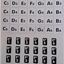 Karis Kart Piano/Keyboard Key Stickers Kit (Black & White)-7