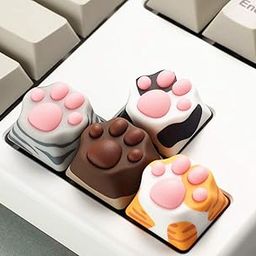 MECHKYP Upgraded Novelty Cat Claw Palm Cat Paw Keycap Silicone ABS OEM Profile ESC Arrow Artisan Key Cap for All MX Switch Gaming Mechanical Keyboards (Cow)-image-6