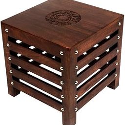 AMAZE SHOPPEE Wooden Beautiful Handmade Stool For Sitting Living Room, Office, Pooja, Balcony Decor, Home Furniture Small Table Stool - Brown, 30 Cm, 30.48 Cm-23