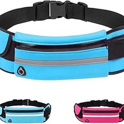 SHOPELLA Waist Bag Running Belt with Adjustable Elastic Waist Strap, Zipper and Headphone Hole - Waterproof, Soft Running Fanny Pack Belt Bag for Travelling, Walking, Hiking, Cycling (Multi Color)-image-80
