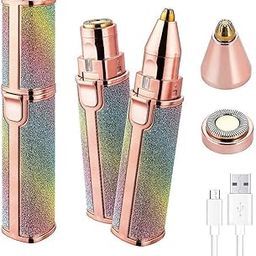 RENARSH 2 in 1 Portable eyebrow trimmer for women Painless Electric Rechargeble Eyebrow Trimmer for Women and Facial Hair Removal Machine with Light (USB-Rainbow)-image-140