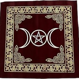 Shreyshti Altar/Tarot Cloth Velvet Triple Moon Pentacle, Brown 18 inch x 18 inch for Tarot Reading, Wicca, Pagan, Magic, Wall Decor, Table Cloth-12