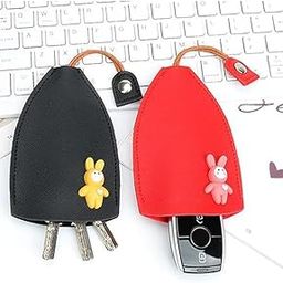 Car Key Case, Cute Key Case Holder PU Leather Key Pouch Large Capacity Pull Out Car Keychain Bag Sleeve(Pack of 2) Multicolour-13