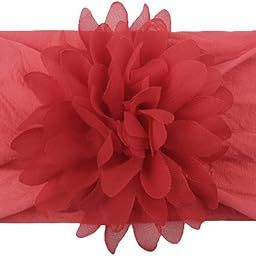 SYGA Baby Headbands Nylon Flower Soft Stretchable Hairband for Newborn Infant Toddler Kids For 0-3 Year - Red-image-108