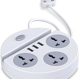 QBM Power Plate 5 Surge Protector 1500W High Power Converter with USB Charger & Mobile Holder 3AC Socket + 3USB Ports I 1.5 m Cord Length (Color May Be Change)-10