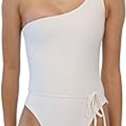 Women's White One Piece One Shoulder Monokini Swimsuit-image-2