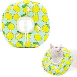 Cat Cone Collar, Adjustable Soft Elizabethan Collar for Cats & Small Dogs, Comfy PP Cotton Protective E-Collar After Surgery, Anti-Licking Design, Detachable Machine Washable Cover (S, 12-22cm)-24