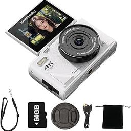 KVNTOOLS 4K Digital Camera with Flip Screen,Vlogging Camera,Cameras for Photography,48MP Auto-Focus Vlogging Camera for YouTube, 18X Digital Zoom/ 3" 180° Flip Screen with 64G SD Card (White)-picture-12