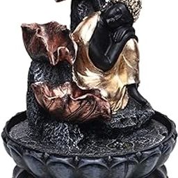 Buddha Tabletop Waterfall Fountain Meditation Relaxing Indoor Decoration, Zen Fountain for Home, Office, Bedroom Decoration Grey-image-19