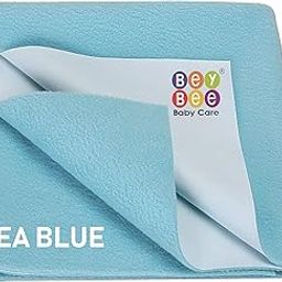 BeyBee Waterproof Quick Dry Sheet for Baby| Bed Pad Anti-Piling Fleece Extra Absorbent Washable Matress Protector| Baby Bed Protector Sheet for Toddler Children, Small Size, 50x70cm, Sea Blue-picture-22