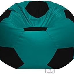 RnS Rest 'n' Sleep Football Bean Bag Cover Only Chair for Kids and Adults, Comfortable Seating for Playrooms, Bedrooms & Living Rooms Lightweight, Easy to Clean (3XL, Black/Teal Green)-image-54