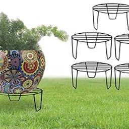 CINAGRO Round Metal Plant Stand for Balcony (Pack of 5, Black colour) Gamla Stand for Plants Pot Stand for Outdoor Plants Flower Pot Anti-Rust Scratch-Resistant Stand for Balcony Garden-image-6