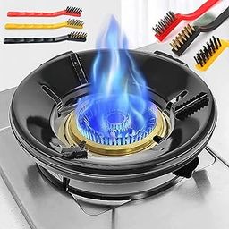 WOW HOME BASICS (pack of 1) Black Gas Saver Burner Stand with cleaning brush set Gas Chula Burner Gas Saver Stand Jali Ring Fire & Windproof Energy Saving, Gas Chula Support Stand 4 Legs Supported-image-39