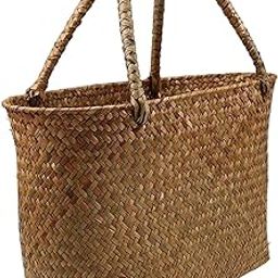 Rural Rattan Woven Bag Candy Bags Holding Flowers for Park Outdoor Hiking 26x13x17CM-image-5