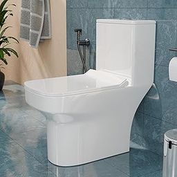 InArt 6D Syphonic Flush Western Toilet, One-Piece Ceramic Water Closet, S-Trap Commode, Soft Close Seat-image-1