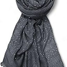 Scarf Woman Pleated Cotton with Sequence Work and Border | Hijab Scarf | Headscarf | Neck Scarf | Stoles | Wraps-image-94