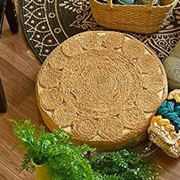 PrintShoppie Handmade Jute Floor Cushion/Ottoman Pouffes for Living Room Sitting, Bedroom, Dining Room (1 Piece, 45x10 cm, Multicolor) - Pouf for Footrest, Leg Rest, Footstool, Home Decoration-image-41
