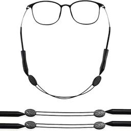 2 pcs Adjustable Strap for Eyeglasses Sports Sunglasses Chain with Anti-slip Strap for Boys, Girls, Men and Women in Black-6