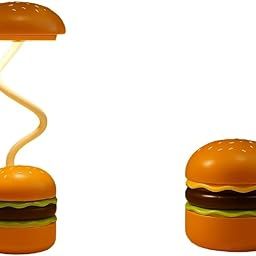 Small Study Desk Led Lamp Rechargeable, 360? Flexible Gooseneck Lamp with Pencil Sharpener, Table Lamp for Girls Boys Room (Hamburger) Best Birthday Return Gift for Kids - Plastic, Multicolor-21