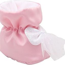 Girls Fabric Bow Applique Infant Booties in Pink Color-image-3