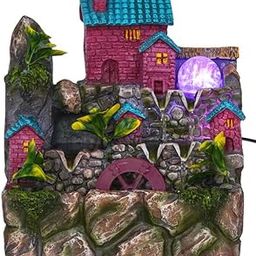 Craft Smith Polyresin Tabletop 2 Steps Hut Style Indoor Water Fountain for Home Decor with LED, Speed Controller Pump & Crystal Ball (Size: 28 x 18 x 29 CM |Colour: Multi | Weight: 1970 Gram)-picture-7