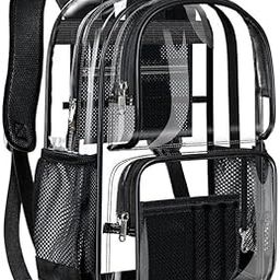 Sturdy Clear Backpack with 2 pocket Stadium Approved Clear Backpack for Man & Women with 2 Bottle Holders for School College Festival Concert Sports Events-image-26