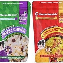 Mama Nourish Chivda Combo | Farali Mixture & Patal Poha Chivda Namkeen | Roasted Healthy Namkeen | Travel Snacks | Fasting Snacks | Gluten Free, No Palm Oil, No Preservatives | Pack of 2 (2 x 100g)-image-94